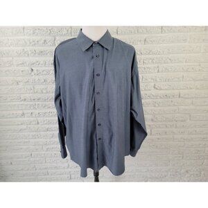 Egara Mens Shirt 3X Long Sleeve Collar Button Up Blue Stripe Casual STR154E